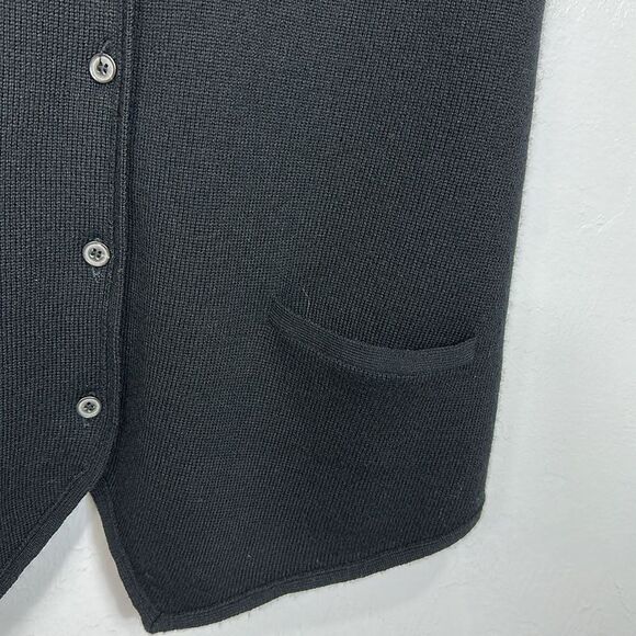 Theory Wool Black Knit V-neck Vest Sweater With Pockets Size L - Picture 2 of 10